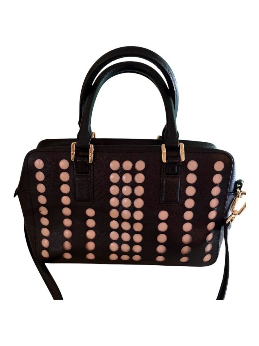Tory Burch Robinson Black White Saffiano Leather Lily Square Satchel Bag Limited - Picture 5 of 12